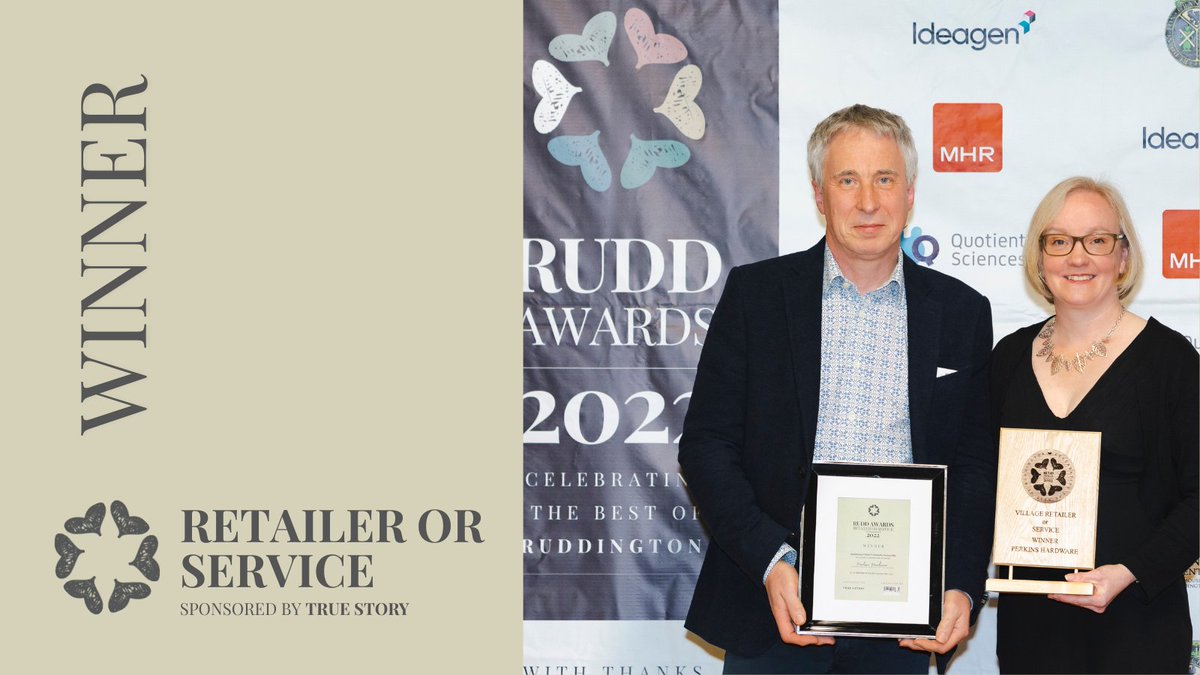 Congratulations to Helen and Simon from @Perkinshardware who were the winners of the Retailer or Service Award on Friday night. 

Helen commented: “Thanks to everyone who nominated us for the Rudd Awards and for all the sponsors who made it a great night for everyone.
