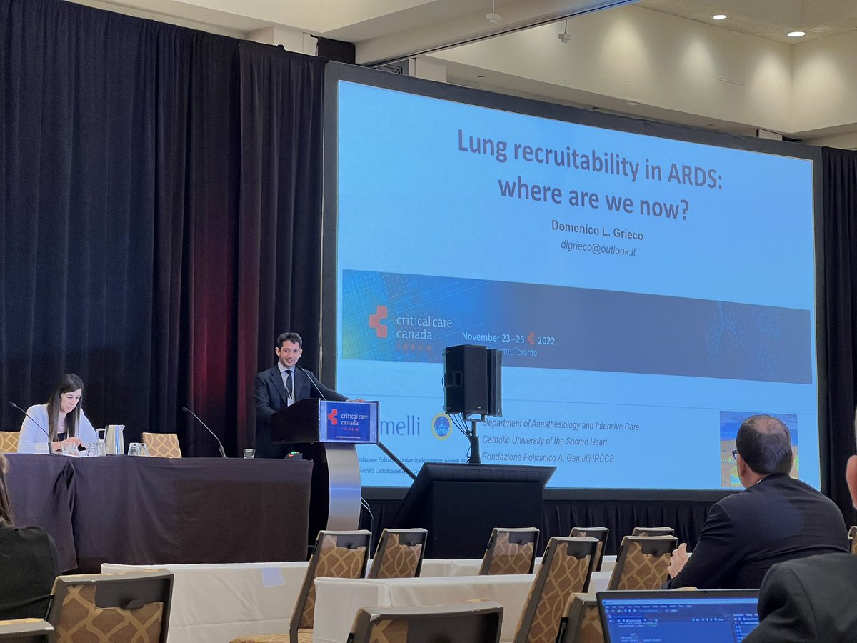 Dr. Dominico Grieco discussing lung recruitability in ARDS. #CCCF2022 @CCCForum