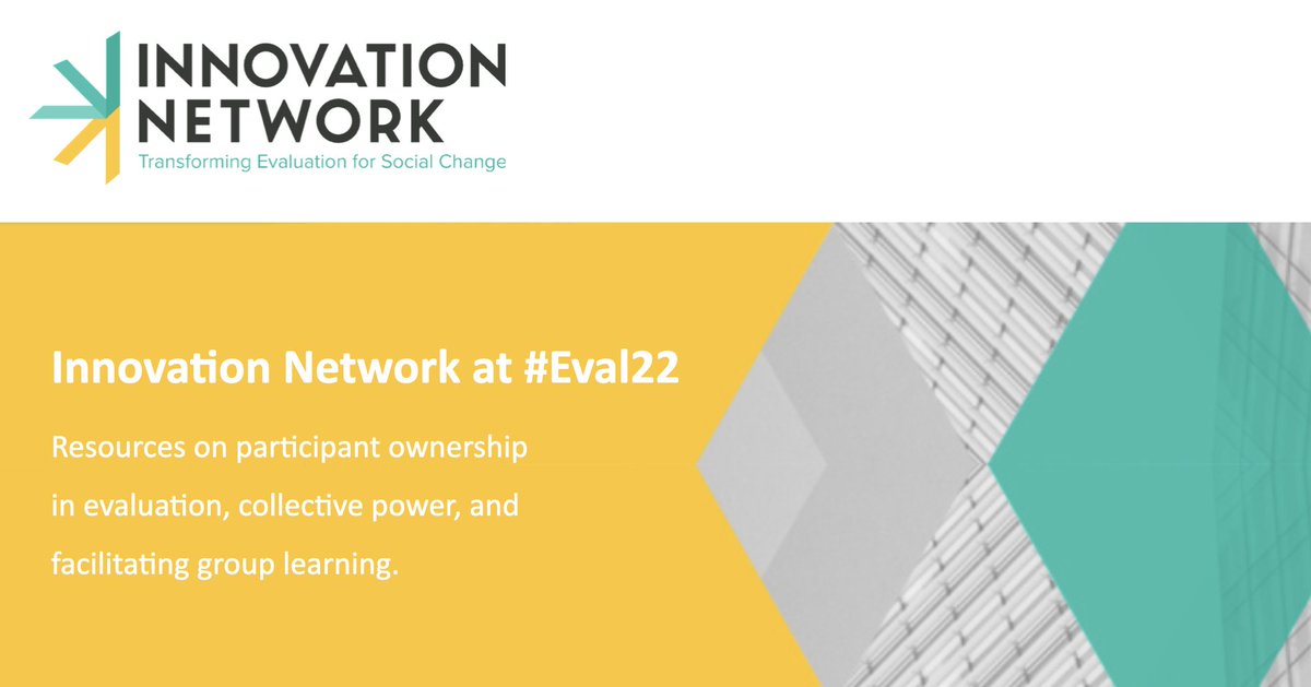 Did you miss our presentations at <a href="/aeaweb/">Evaluation Headlines</a> #EVAL22?

We've been uploading our resources on #ParticipantOwnership in #Evaluation, #CollectivePower, and facilitating group #learning on our website

Check out: innonet.org/news-insights/… 
#EquitableEval
