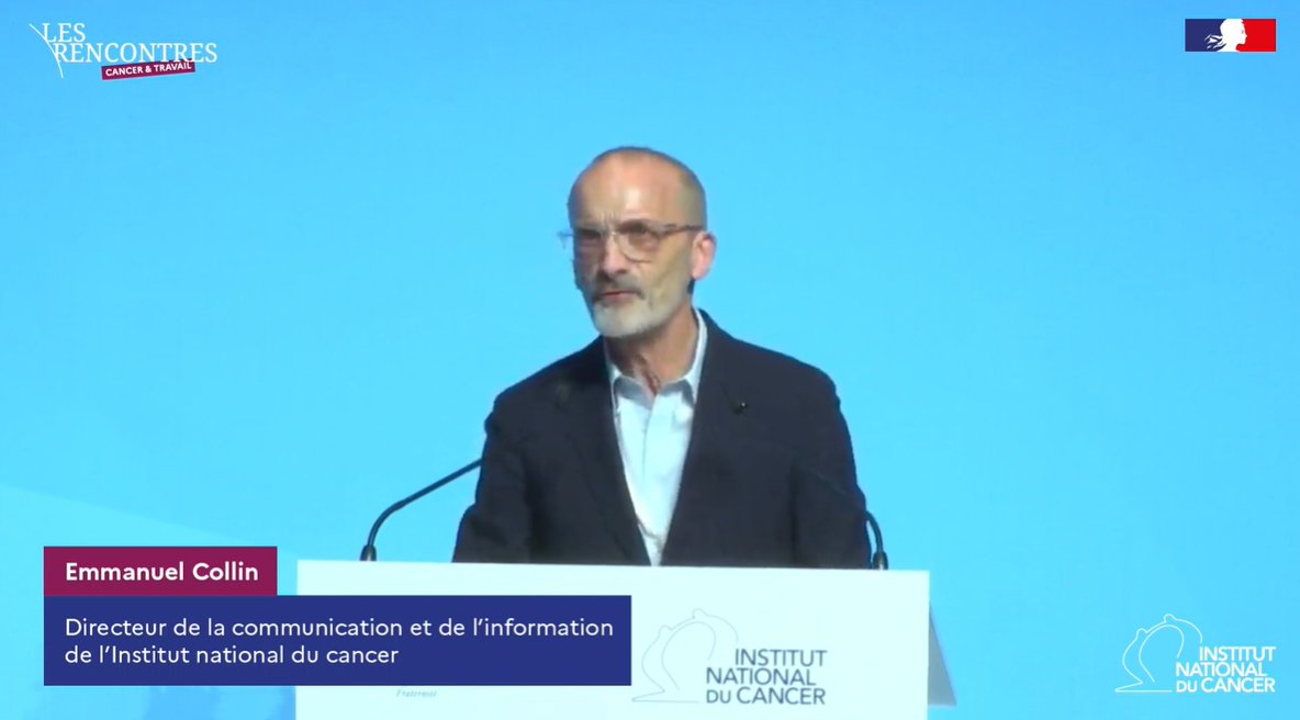 Allocution de Emmanuel Collin, directeur de la communication et de l’information de l’<a href="/Institut_cancer/">Institut national du cancer</a>, qui clôt la journée des #RencontresCancerTravail.