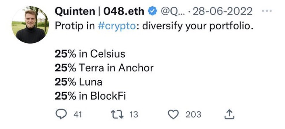 Grit_Capital's tweet photo. Diversify your crypto portfolio into nothing! https://t.co/gwZXLkiO3c