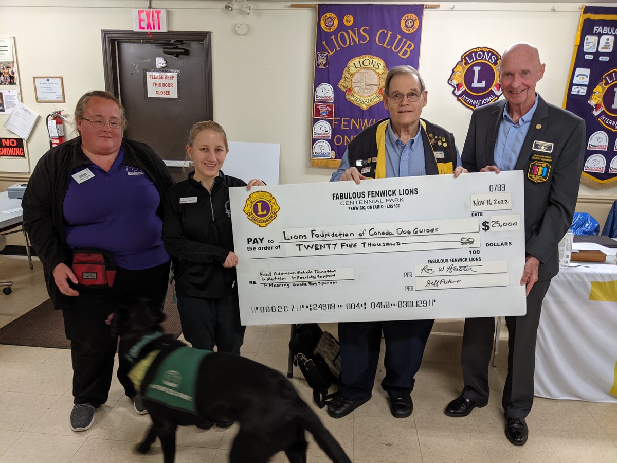 LFCDogGuides's tweet photo. Thank you to @FenwickLions for their donation of $50,000! $25,000 was raised through the club’s classic car show fundraiser and a personal donation of another $25,000 was given from Fred Adamson’s estate. We are in awe of your generosity.  #lfcdogguides https://t.co/sCfOe2foTP