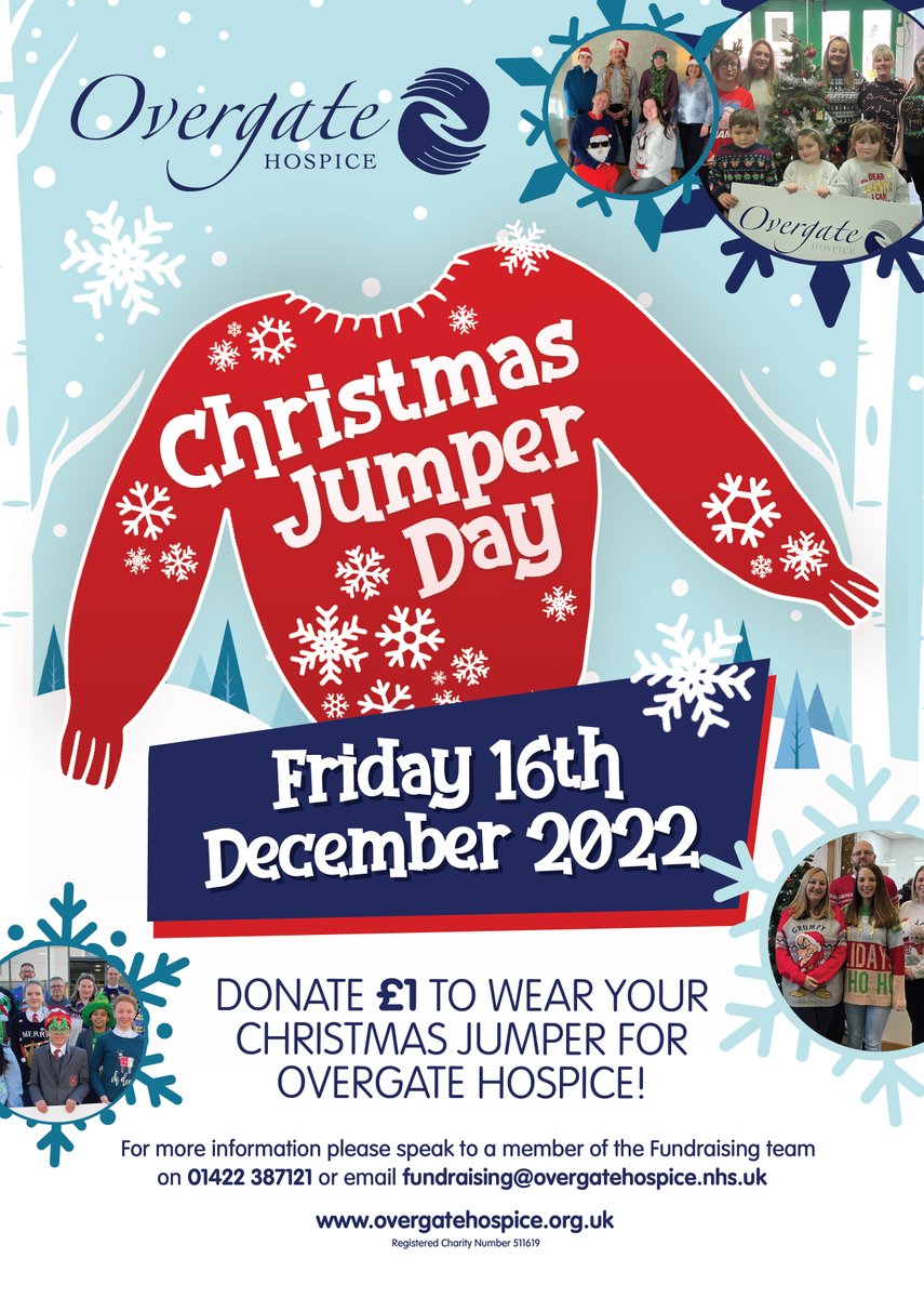 OvergateClaire's tweet image. Who's feeling festive? 🎄 Whether you're getting into the Christmas spirit or not, we have a fun day for all the team to join in on the 16th December! Sign up to the @OvergateHospice #ChristmasJumperDay today and let's make this Christmas magical ✨