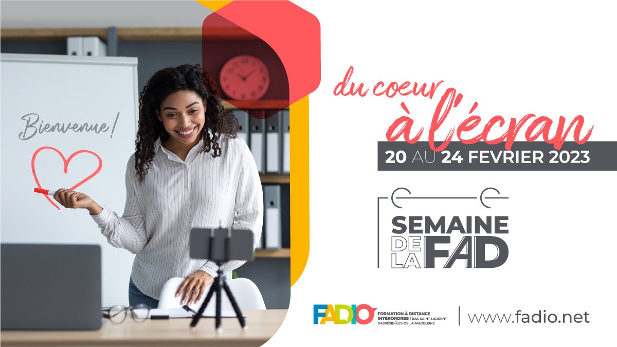 Du 20 au 24 février.🤩 
Notez ces dates à votre agenda, car vous aurez certainement envie de participer à plusieurs de nos activités de la Semaine de la FAD!
Ne manquez pas le lancement de la programmation le 6 décembre, lors d'un FB Live avec <a href="/ecolebranchee/">L'École branchée</a> !🙌 
#SemaineFAD