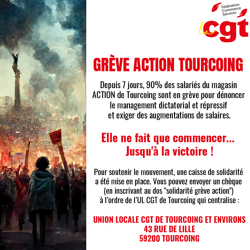 CGT_Commerce's tweet photo. #Grève Action Tourcoing

#onlacherien #balancetonsalaire #CGT https://t.co/5QTng3R6Hv