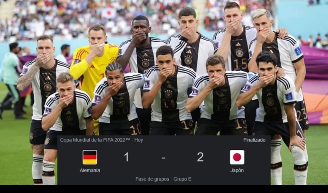 ArmadasColombia's tweet photo. Uno de mis favoritos para ganar #WorldcupQatar2022 es #Japon 🇯🇵 #Alemania se concentró mas en su brazalete gay que en jugar ⚽️. Así quedaron con la boca 🤭🫢
@FIFAWorldCup
@GoUSAgov
@BTS_jp_official
#GoJapónGo
#GoUSAGo 🇺🇸🇯🇵 https://t.co/WwtQ5F4s7O