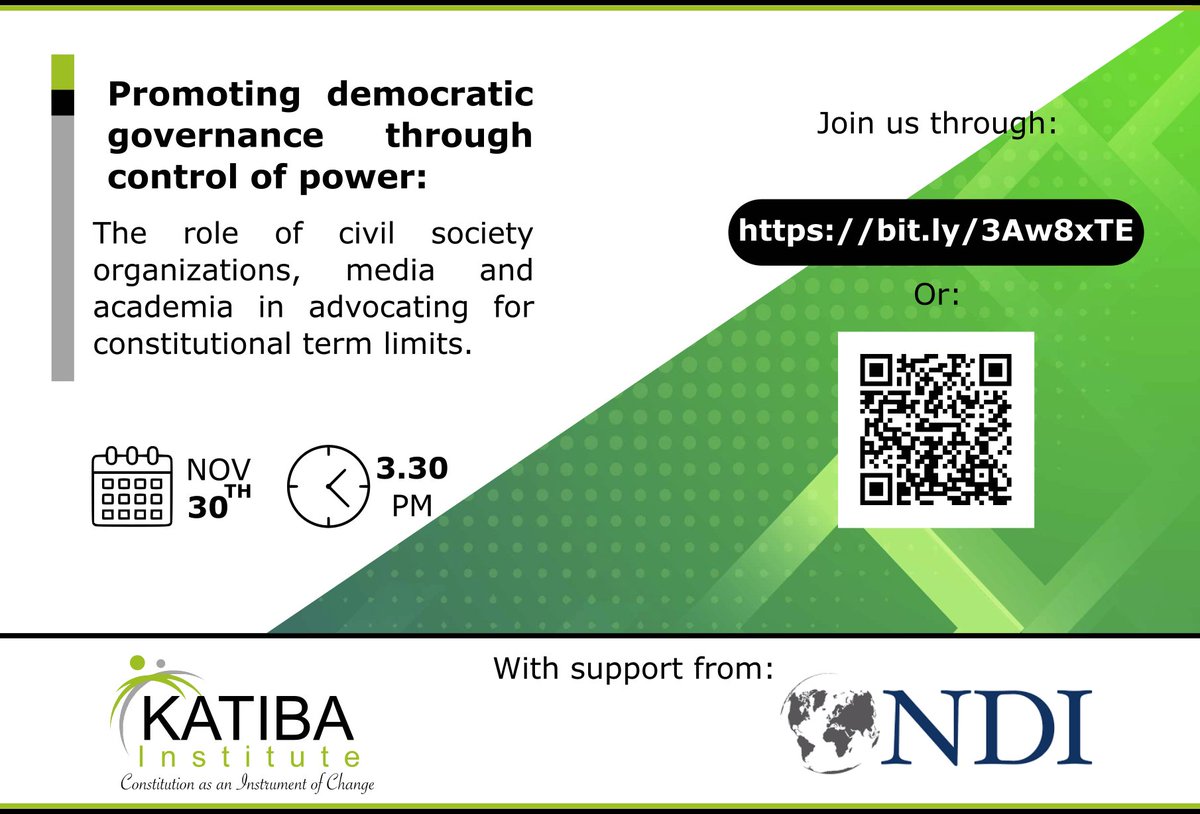 Our next live WEBINAR: What is the role of CSOs, media and academia in advocating for constitutional term limits? 

Register via us02web.zoom.us/webinar/regist…  
#KnowYourLimits #Kenya #Uganda #Tanzania