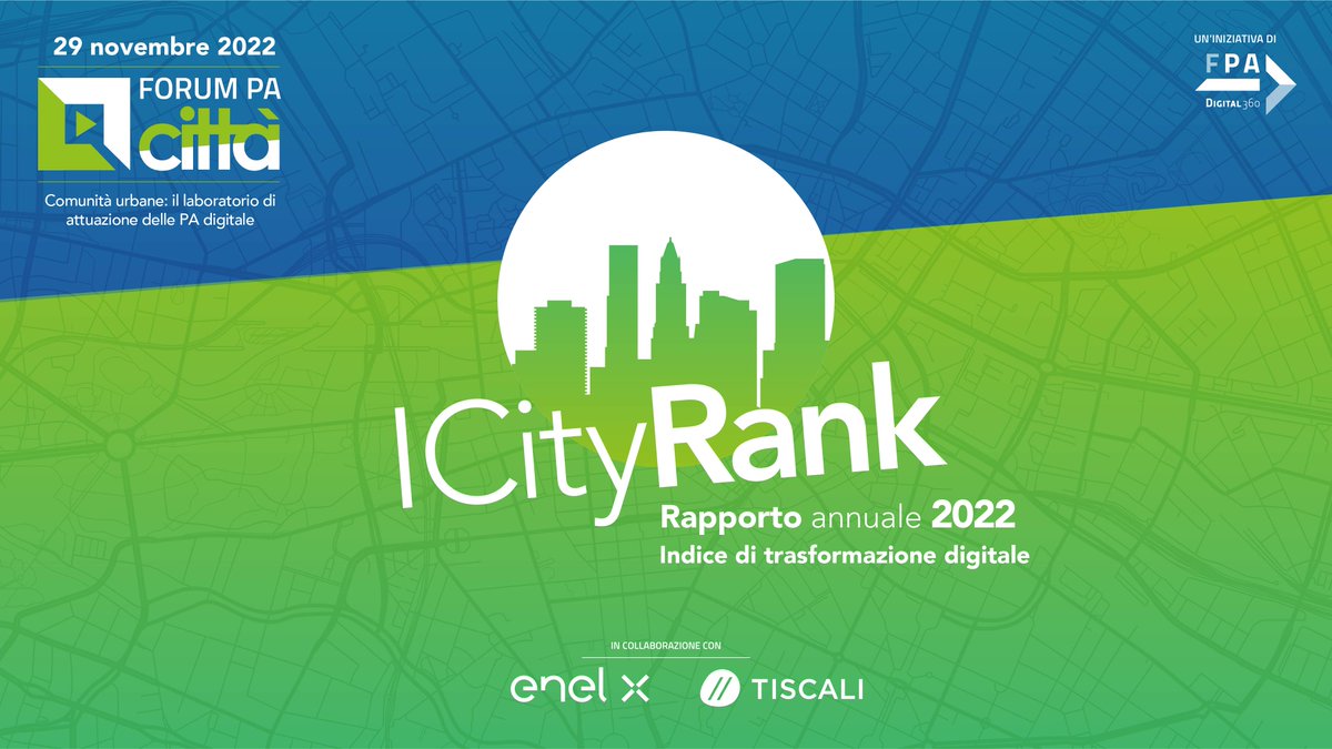 Il 29 novembre a FORUM PA Città vi racconteremo i risultati di #ICityRank2022, la ricerca annuale di FPA sulla #trasformazionedigitale nelle principali città italiane, ci confronteremo su percorsi avviati e prospettive di #innovazione nei territori 👉 forumpa.it/forum-pa-citta…