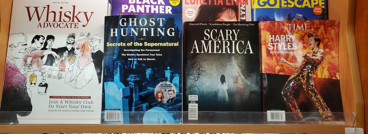EricaLandis6's tweet photo. This magazine section in my #ShopRiteGarwood understands what makes me tick.
#whiskeyadvocate 
#ghosthunting 
#harrystyles https://t.co/wwQZoO43UG