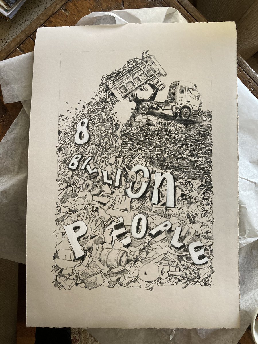 ✏️ just finished a pencil drawing … to make into a screen print poster #8billionpeople