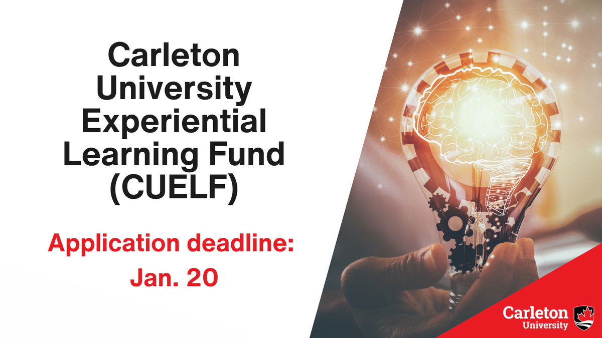 Interested in developing course or program level initiatives with experiential learning components? Apply for the <a href="/Carleton_U/">Carleton University</a> Experiential Learning Fund (CUELF) before Jan. 20. Details here: ow.ly/uMpl50LMaYX