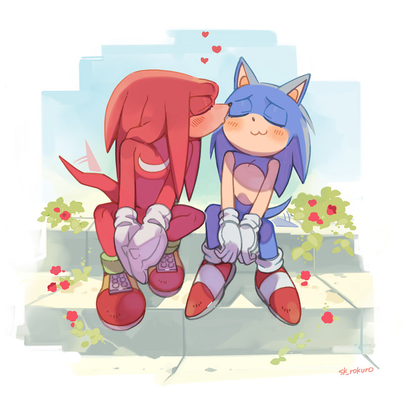sonic the hedgehog tail furry male gloves blue hair heart blush closed eyes  illustration images