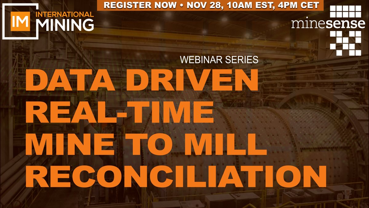 im_mining's tweet photo. FIVE days until IM & @minesensetech's Data Driven Real-Time Mine to Mill Reconciliation webinar on Nov 28 (10am EST/4pm CET), set to feature insights from #CopperMountainMining on its use of ShovelSense & BeltSense at its mine in BC, Canada. Sign up here 👇https://t.co/PCuSzPJbCt https://t.co/vDLiCp58Kb
