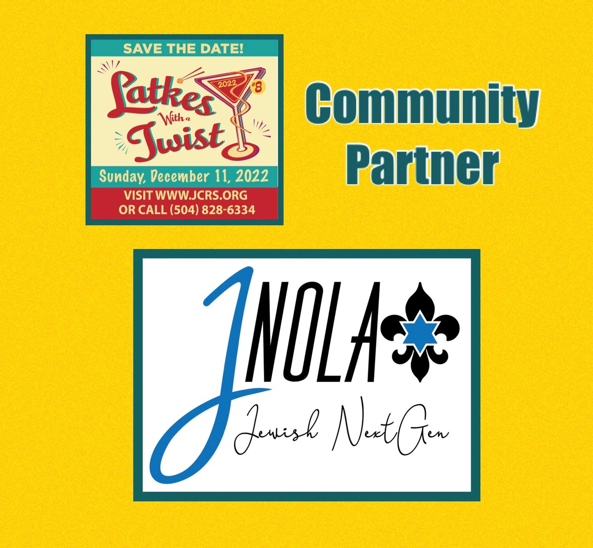 Remember to leave room for Latkes! Tickets:  bit.ly/3eHokHw
<a href="/JNOLAhub/">JNOLA</a> members: don't forget to use the discount code JNOLA
#Latekswithatwist #JCRS #JNOLAhub