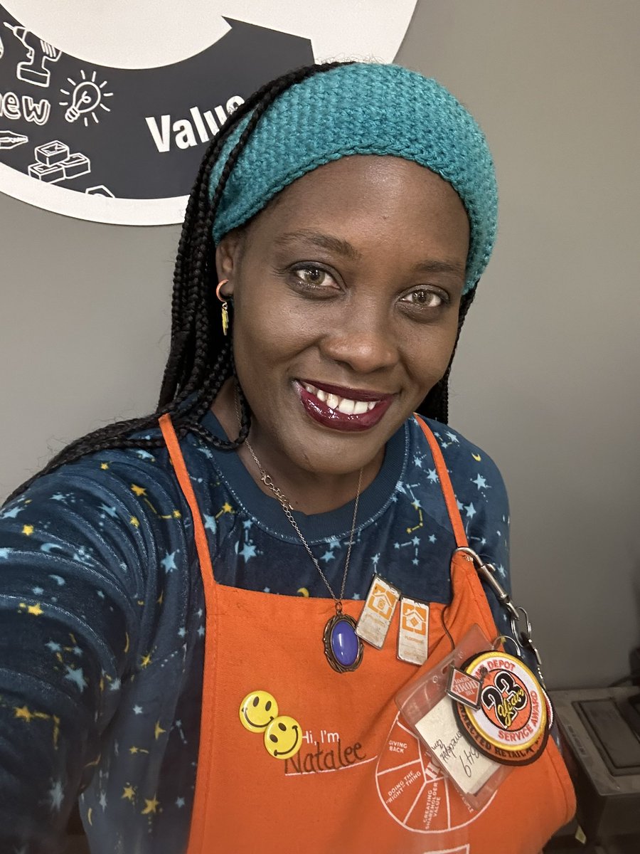 Today I wear this headband that my co worker Curtis K gave me. His mom hand knit. Thank you.