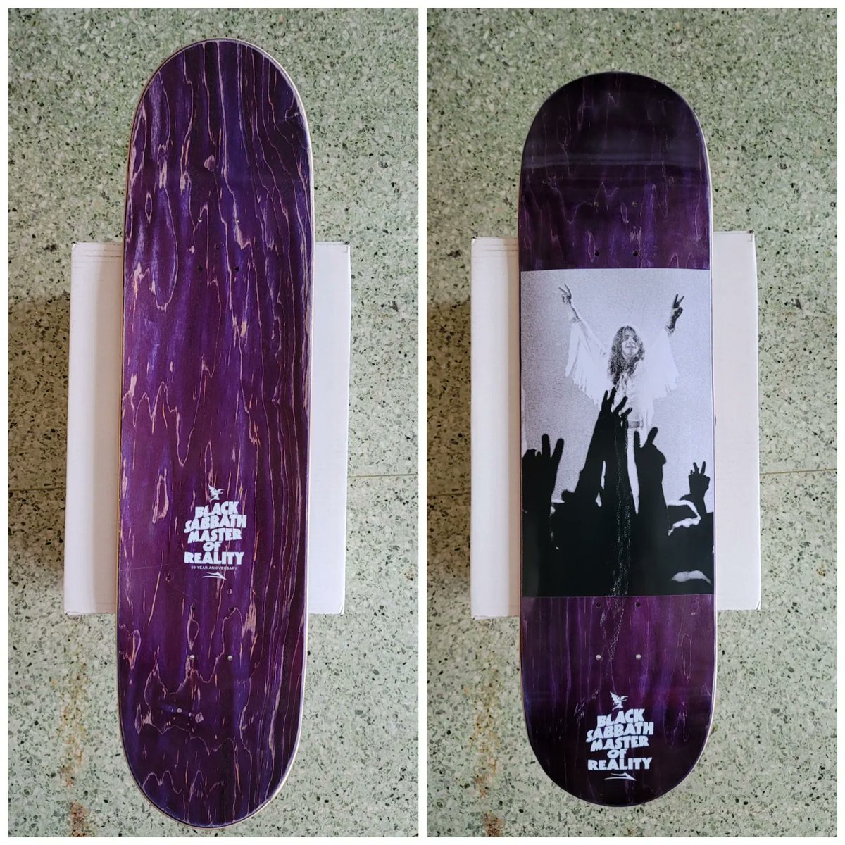 micro_groove's tweet photo. Def something we don't carry often... or ever. Picked up this nice collection of skate decks. I dont see these lasting long in the shop.
.
.
#blacksabbath #lakai #slayer #badbrains #rileyhawk #kiss #damnitall https://t.co/2EYXTVB3Ng