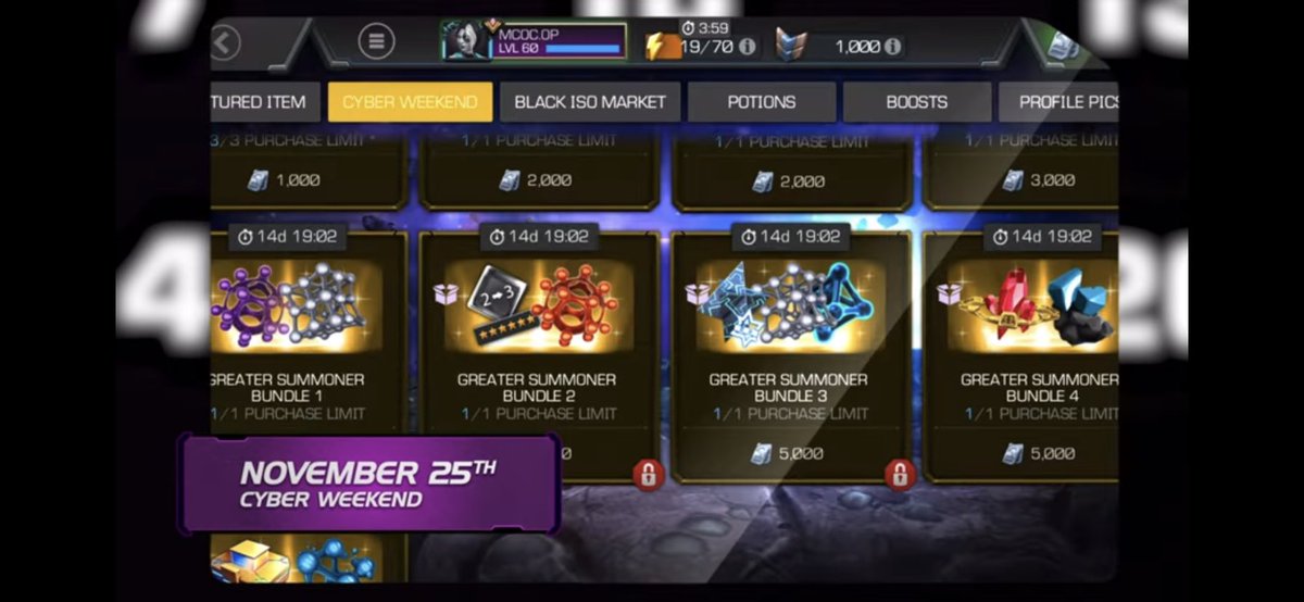 Think these are the ingame rewards for cyber weekend, kabam put out a video and it has relics. <a href="/MarvelChampions/">Marvel Contest of Champions</a>