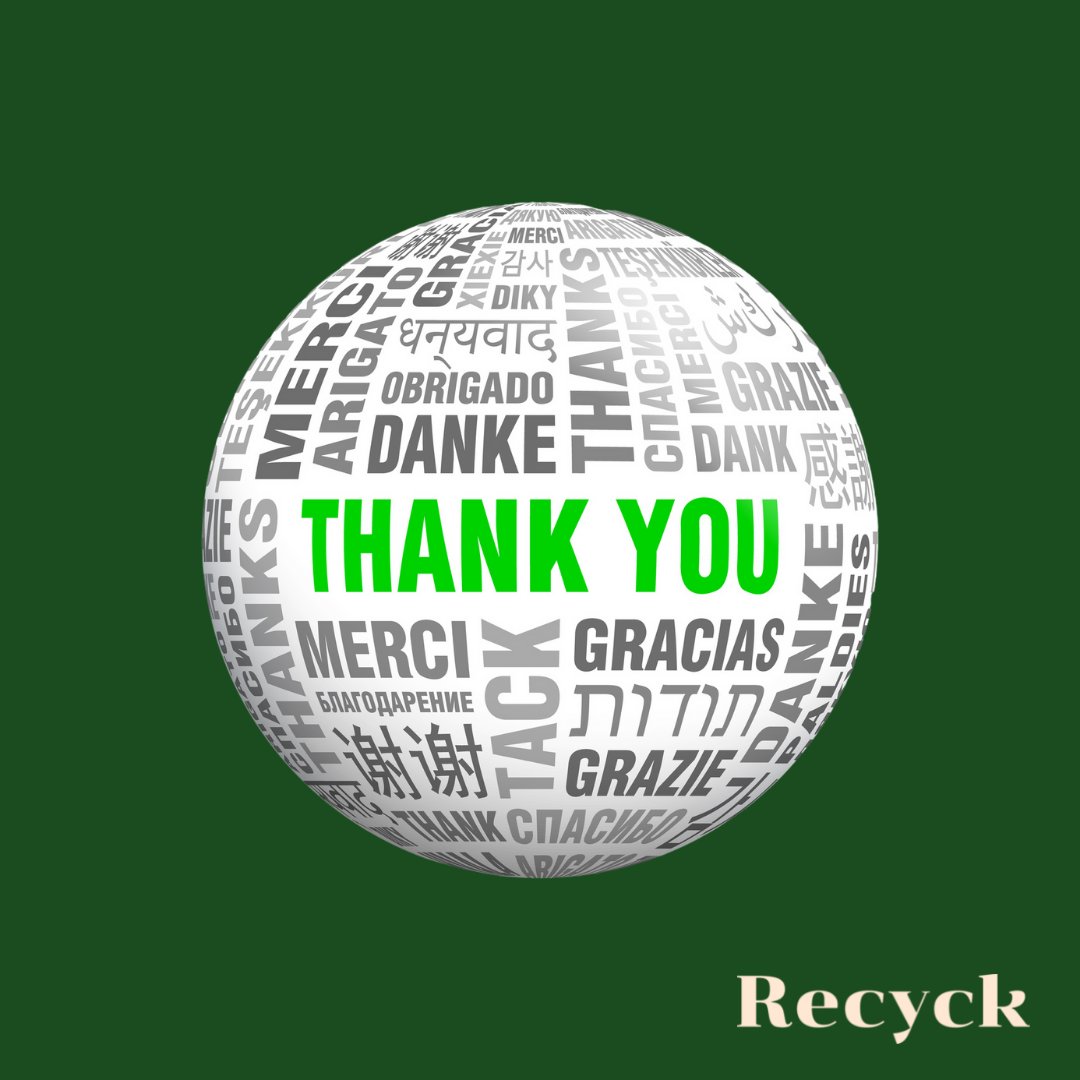 RECYCKNOW's tweet photo. Tis’ the time to give thanks…Thank you one and all for supporting @RECYCKNOW and our journey till date. We are so grateful. https://t.co/qQbP4MYRsK