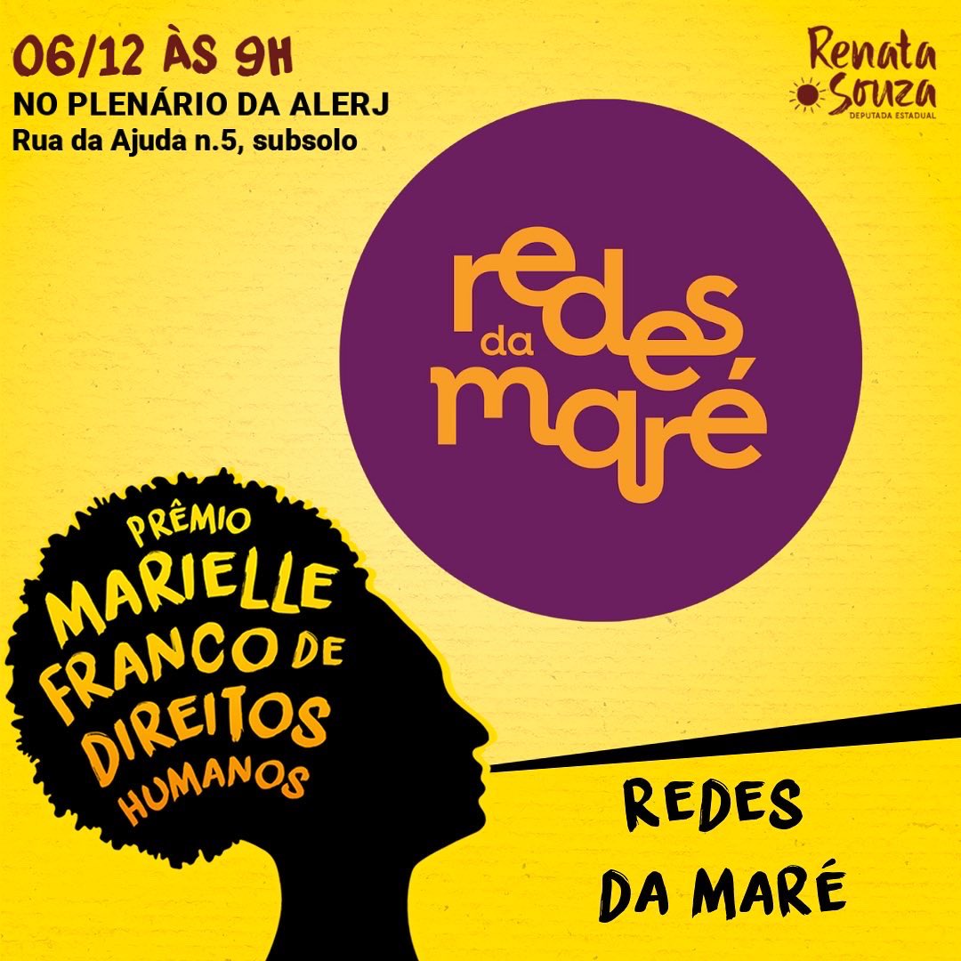 renatasouzario's tweet image. A @redesdamare e o @Promundo_Brasil estão entre as 36 organizações que serão homenageadas com o Prêmio Marielle Franco de Direitos Humanos! 

Anota aí! Será na terça-feira, dia 6 de dezembro, às 9h, no plenário da ALERJ - Rua da Ajuda nº5, subsolo.