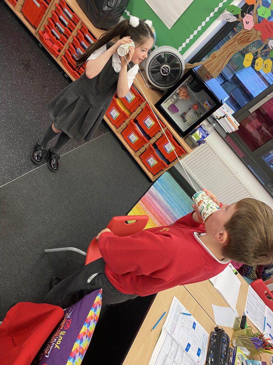 NewParkPrimary's tweet photo. 4L loved finding out how to make the best string phone. We found out that large paper cups with short thin string, pulled tight, carried the most sound. #NP_4L #NP_Science https://t.co/l7sZfXhwqX