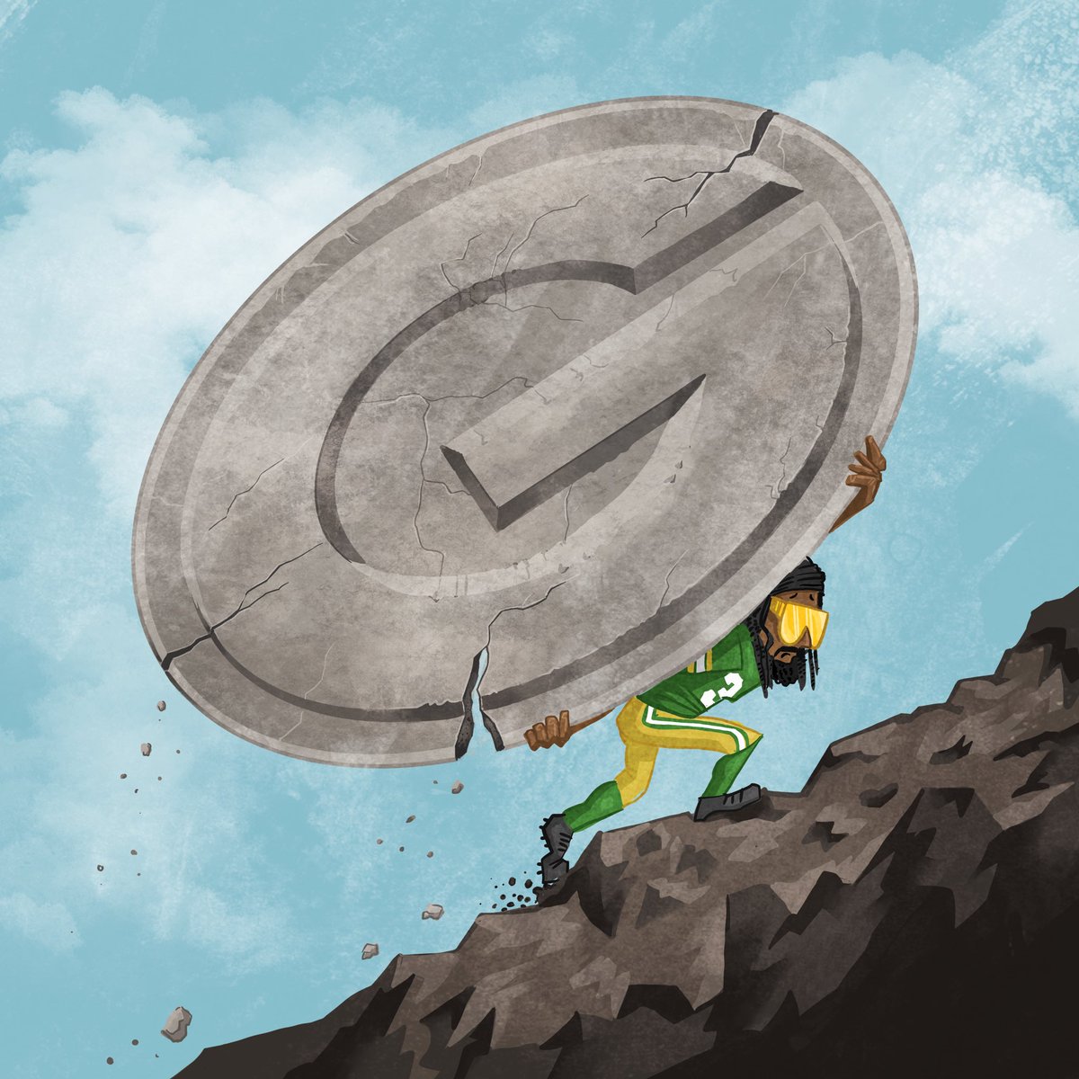 LeapsOfLogic's tweet photo. Some years carrying the G is harder than others. But just remember, no matter how heavy it gets, carrying the G is always better than having to wear a dumbass set of Viking horns on your head.

#packers #greenbaypackers #gopackgo #nfl #football #nflfootball #carrytheg https://t.co/daBlPJqKd6