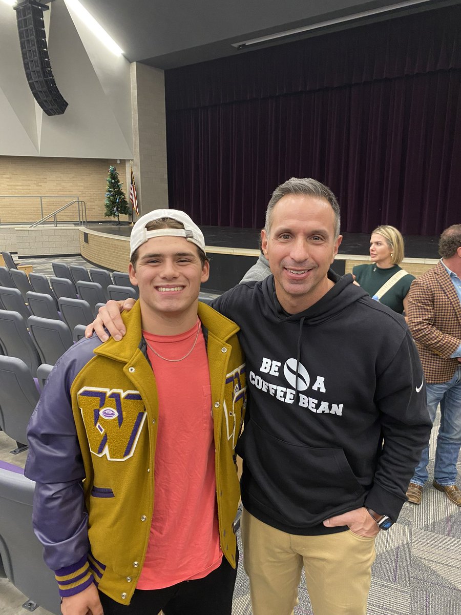 Angelo and the <a href="/wyliebulldogsFB/">Wylie Football</a> had the pleasure of hearing from <a href="/damonwest7/">Damon West</a> today. What an incredible opportunity for these guys. I can’t wait to see them put this message to work on Saturday in the <a href="/uiltexas/">Texas UIL</a> state playoffs. #BeACoffeeBean