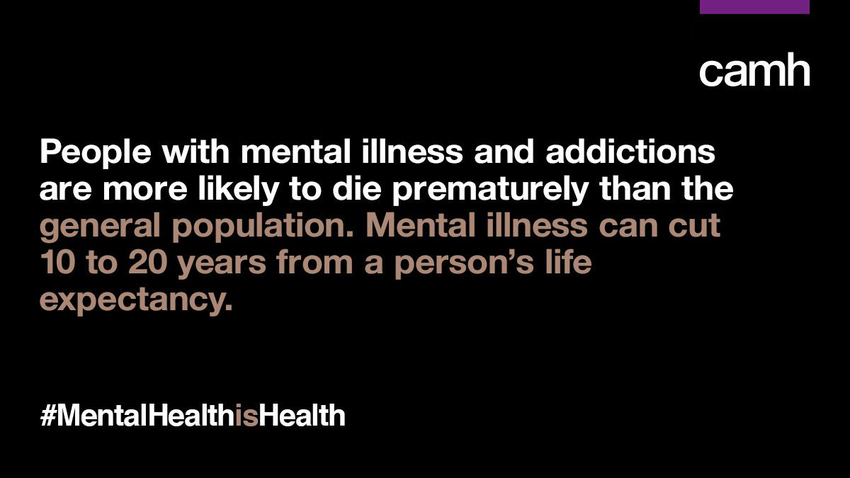 If left untreated, #mentalillness &amp; #addiction can have a detrimental impact on people’s lives. 
 
CAMH is committed to continuing our advocacy to eliminate the stigma associated with mental illness because #MentalHealthIsHealth. 

#NAAW2022