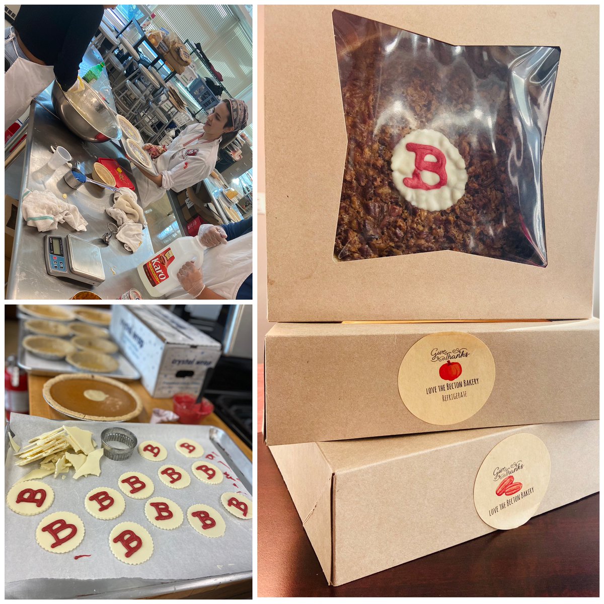 Thank you #BectonBakery, our <a href="/ProStart/">ProStart</a> students, <a href="/ChefDamelio/">Chef Damelio</a> <a href="/Chef_Becton/">Chef P</a> for baking 100s of #Pumpkin &amp; #Pecan pies for our annual #Thanksgiving Pie 🥧 Sale. Can’t wait to try them! #CTE #Handsonlearning #Futurechefs