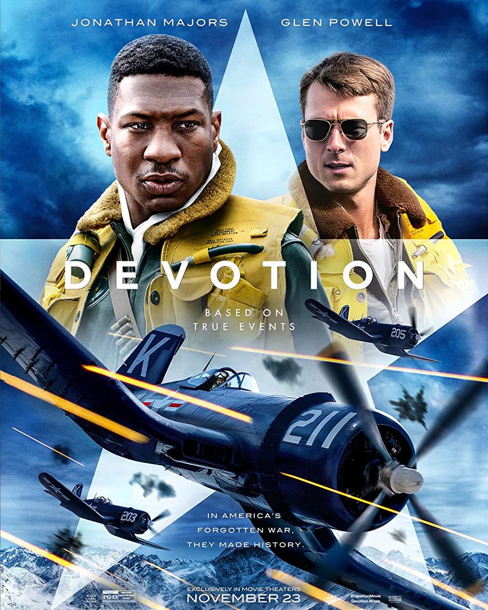 JoshMShep's tweet photo. An incredible true story of the Korean War, DEVOTION starring Jonathan Majors (MCU's "Kang") and @GlenPowell is out TODAY in theaters - if you love aerial combat and compelling history, this one's for you

I got to speak to historian @AdamMakos about the film, more to come soon https://t.co/pflrl7z1rj