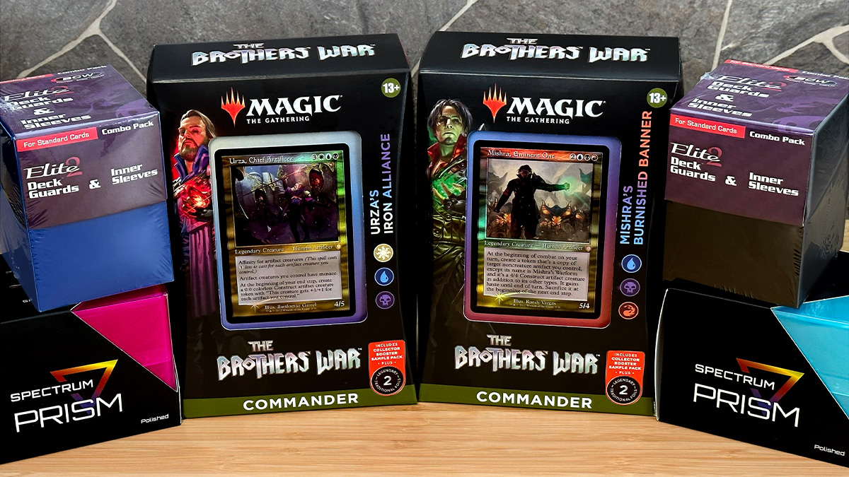 Retweet and follow for a chance to win this #MTG #Commander The Brothers' War and BCW prize pack ((Prism Deck Box, Elite2 Combo Pack with sleeves and inner sleeves)x2). One winner will be randomly selected on Monday at 10 AM, Nov 28th!