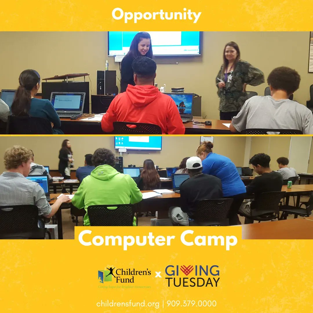 Childrens_Fund's tweet image. Another part of the #Opportunity pillar, our #ComputerCamp helps teens get the practical &amp;amp; technical skills necessary to succeed in school &amp;amp; in the workforce. In addition to guided courses, participants are provided with a personal laptop. childrensfund.org/give. #givingthuesday