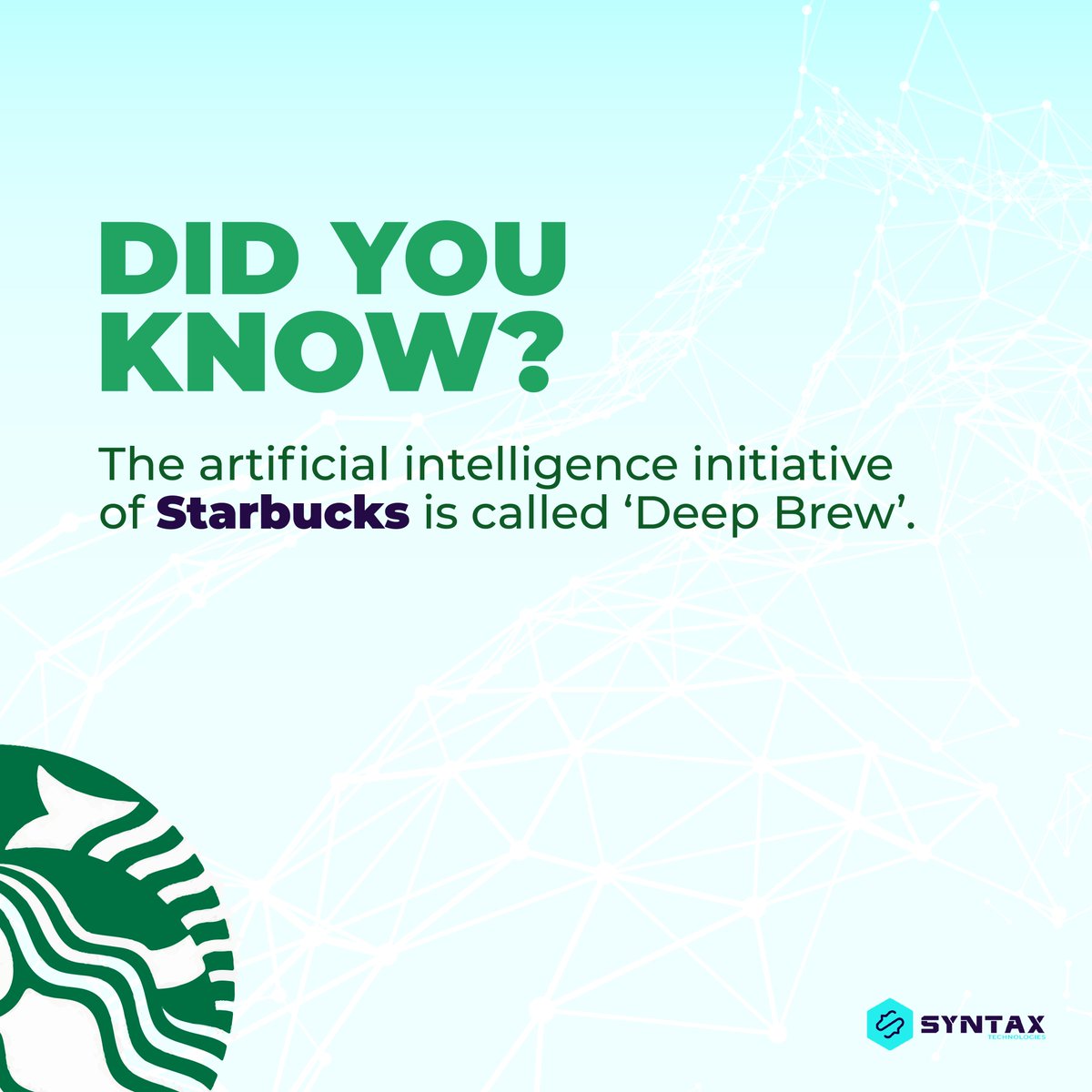SyntaxTechs's tweet photo. ๐Follow @syntaxtechs for similar informative posts daily.
รรรรรรรรร
#didyouknow #starbucks #artificialintelligence #ai #machinelearning #deeplearning #datascience #neuralnetwork #neuralnetworks #deepbrew #syntaxtechs https://t.co/7MIfbx4a8f