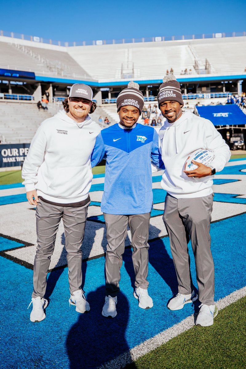 MTSU_Equipment's tweet photo. Grateful to have 2 of the BEST Graduate Assistants in College Football. Last regular season game coming up. Let’s send these guys out on top! #Equipped https://t.co/lvu38eJuos