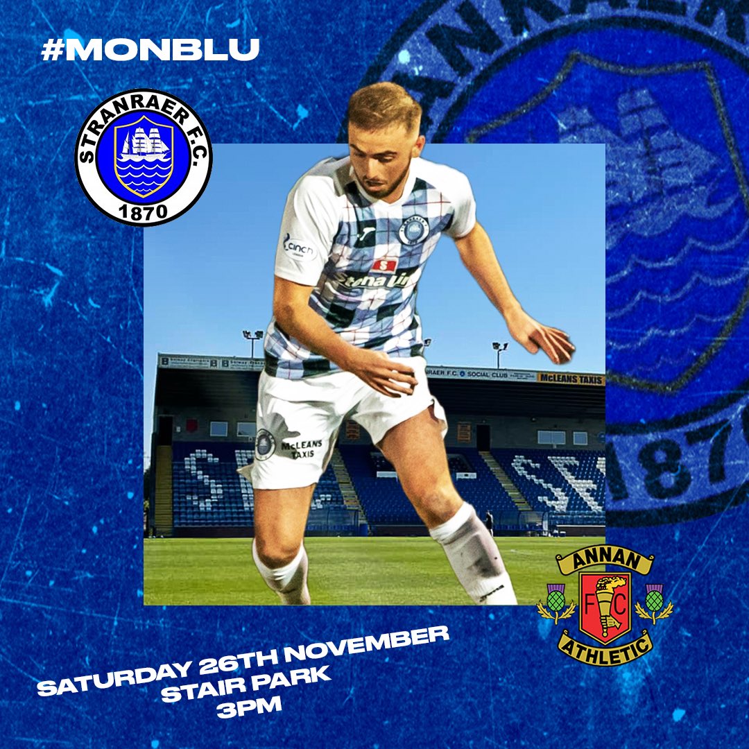 StranraerFC's tweet photo. π
π Sat 26th Nov
π @AnnanAthleticFC
π @cinchuk League 2
β° 3pm
π Stair Park, Stranraer
π Pay At The Gate
π· Β£15 Adult
π· Β£10 Concession
π· Β£5 Ages 12-16
πΆπ» Under 12 = Free Entry
π» Pavilion Bar open @ 1pm!
π Stranraer FC merchandise on sale at the ground!
#MONBLU π https://t.co/EyhVTdDRJJ