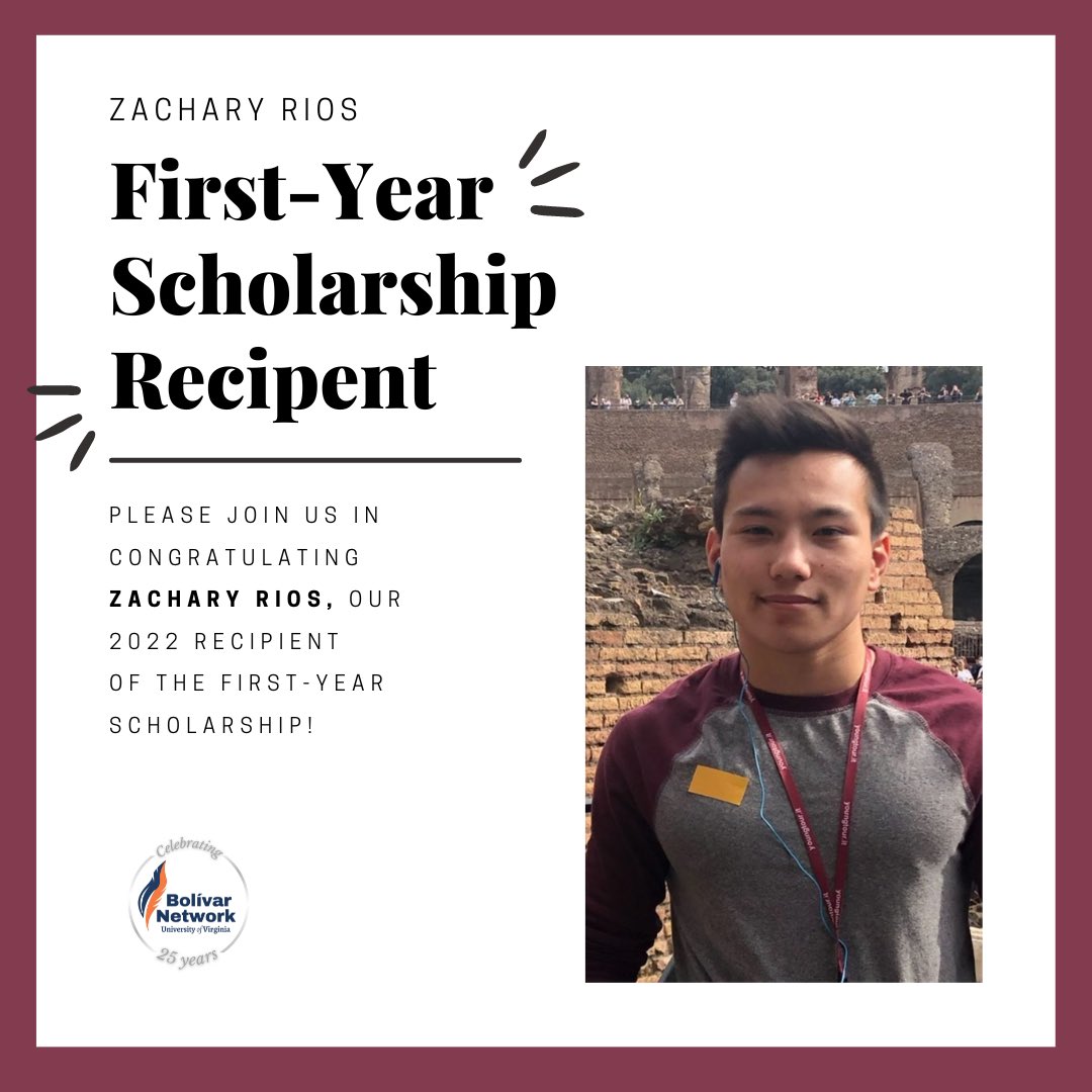 NetworkBolivar's tweet photo. We are pleased to announce that the 2022-2023 First-Year Scholarship Recipient is Zachary Rios! https://t.co/5A9x2KLw0w
