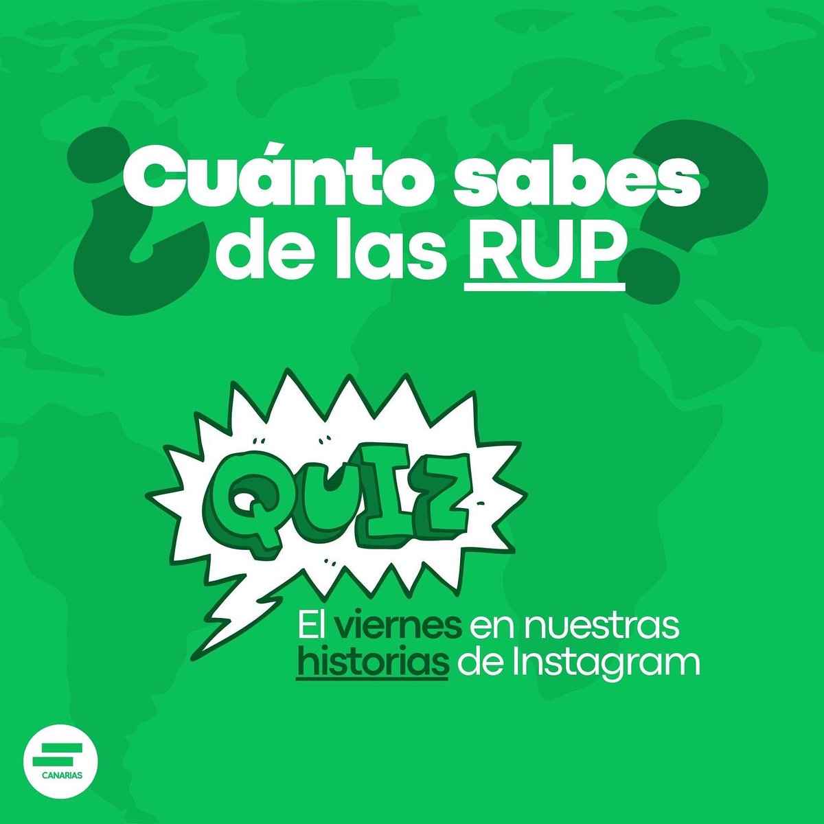 Hace 1 semana, #Canarias🇮🇨 asumía la Presidencia de la Conferencia de Presidentes de las #RUP🇪🇺

¿Cuánto sabes de las RUP? ¡Demuestra lo que sabes este viernes, respondiendo al quiz de nuestra historia de #Instagram!