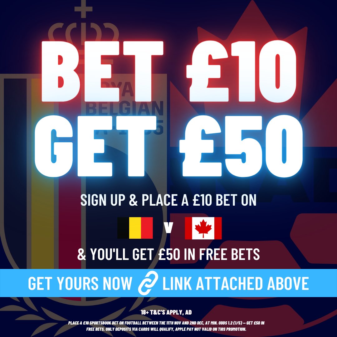 BennyBoyTips's tweet image. 🚨BET BUILDER IS LIVE!

𝗕𝗘𝗧 𝗟𝗜𝗡𝗞: bit.ly/BELvCAN

⏰KICK OFF = 7:00PM (GMT)

Fancy £50 worth of FREE BETS?💰
Claim it here👉 bit.ly/Benny-B10G50

18+ BeGambleAware
T&amp;amp;C’s Apply Ad