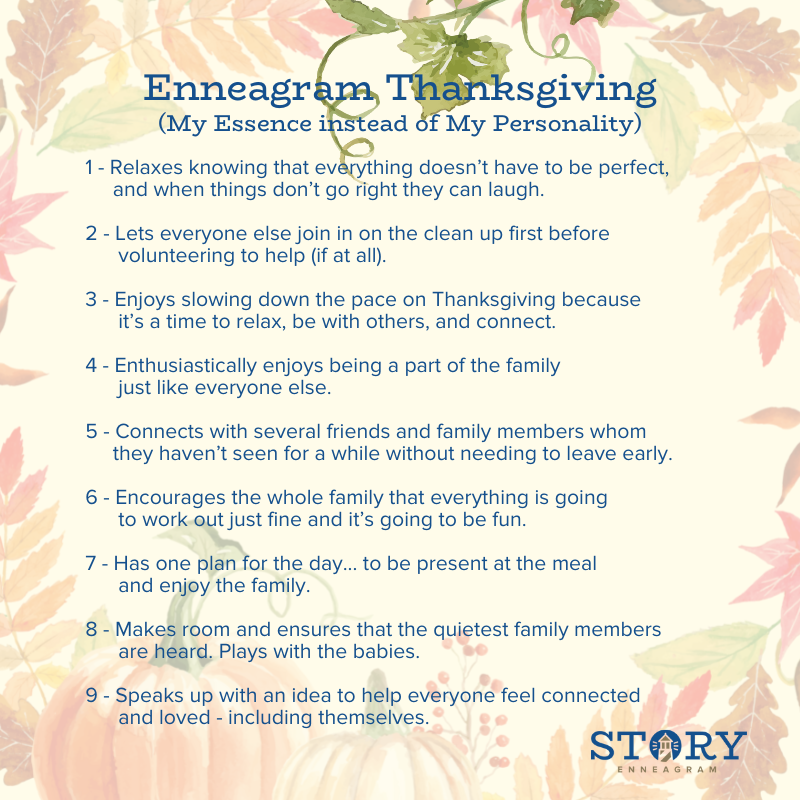 storyenneagram's tweet photo. In the spirit of Thanksgiving, I am thankful that we are NOT limited by our personality types. 🙌🏼 It’s pretty fun to laugh), but this is why it’s so important to dig a little deeper when studying the Enneagram.
Which will you be tomorrow?

Tag a friend! 👫 Please Share https://t.co/T2DKSE1Epu