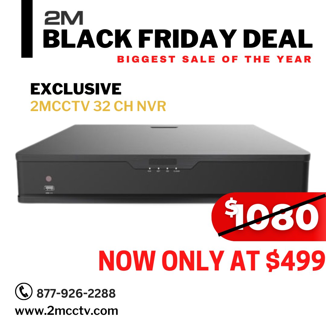 2mcctv's tweet photo. Are you ready for the biggest sale of the year? 
Our 32ch NVR is now ONLY at $499. 

Go to our Website to check our Crazy Black Friday Deals.
CALL US to order: 877-926-2288
https://t.co/lMV66EcP9p https://t.co/a0knEl0dPU