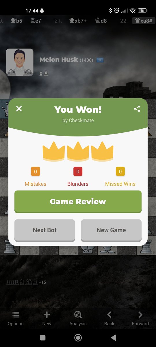 j_blackhurst_01's tweet image. Oof, and by a lowly 800. Yikes. @elonmusk #Chess @chesscom #ChessBot #ElonMuskIsATroll #hikaru #funny #0Blunders