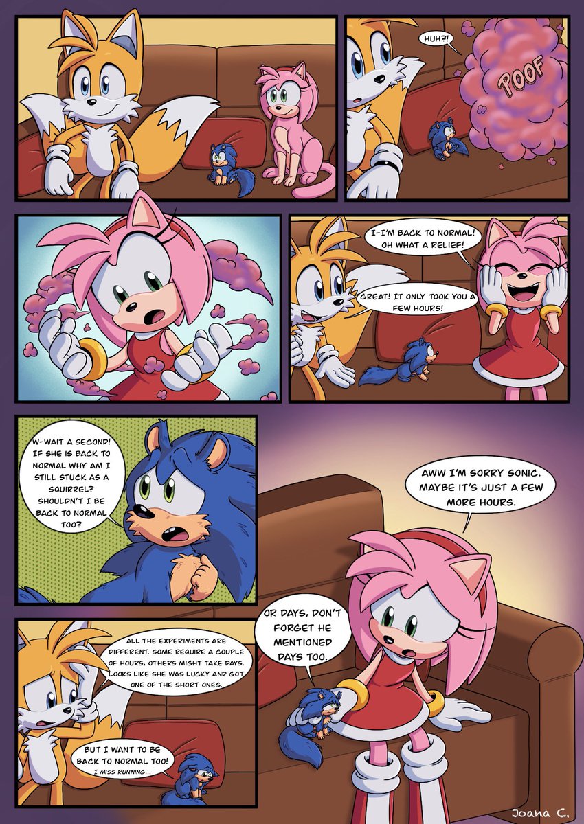 JoanaCalado8's tweet photo. Unexpected Test Subjects Pt.2 (1/3)
#SonicTheHedgehog #amyrose #TailsTheFox #KnucklesTheEchidna #RougeTheBat #SonAmy #knuckrouge

It’s finally here! Hope you all enjoy it!
Thank you once again @AndrewMoto94 for helping me with these comics! https://t.co/b37dKsC6cl