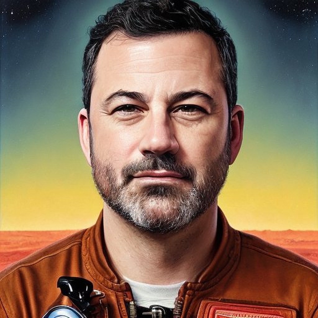 PrismaAI's tweet photo. Hey, @jimmykimmel, @JimmyKimmelLive, can't decide if you look more awesome as an astronaut or the space cowboy in these AI-generated avatars. What would you pick? https://t.co/2nIoUrS4bC