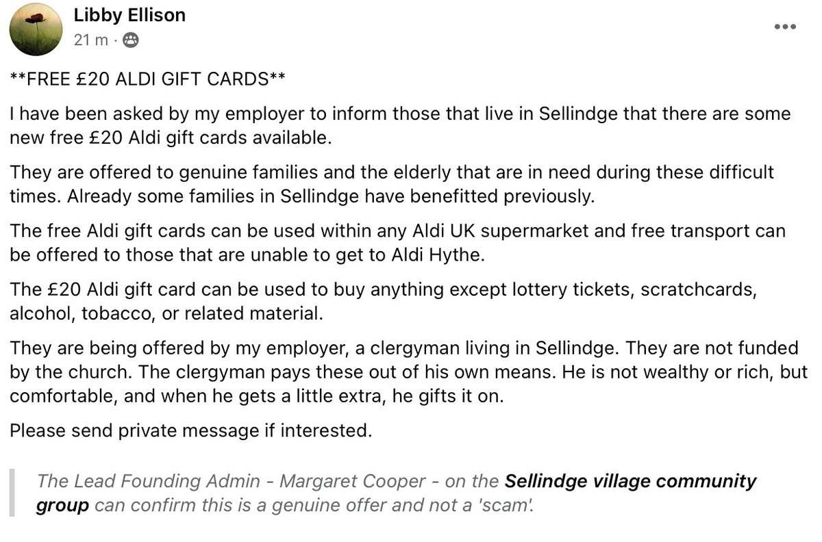 nakmas's tweet photo. My PA, Libby, promoting my local scheme I introduced at the beginning of 2022, posted on our local private Facebook group:

#KindnessMatters #kindnessday #KindnessToAll @Kindness @ThuliMadonsela3 @channelkindness https://t.co/i9dCFsYf6P