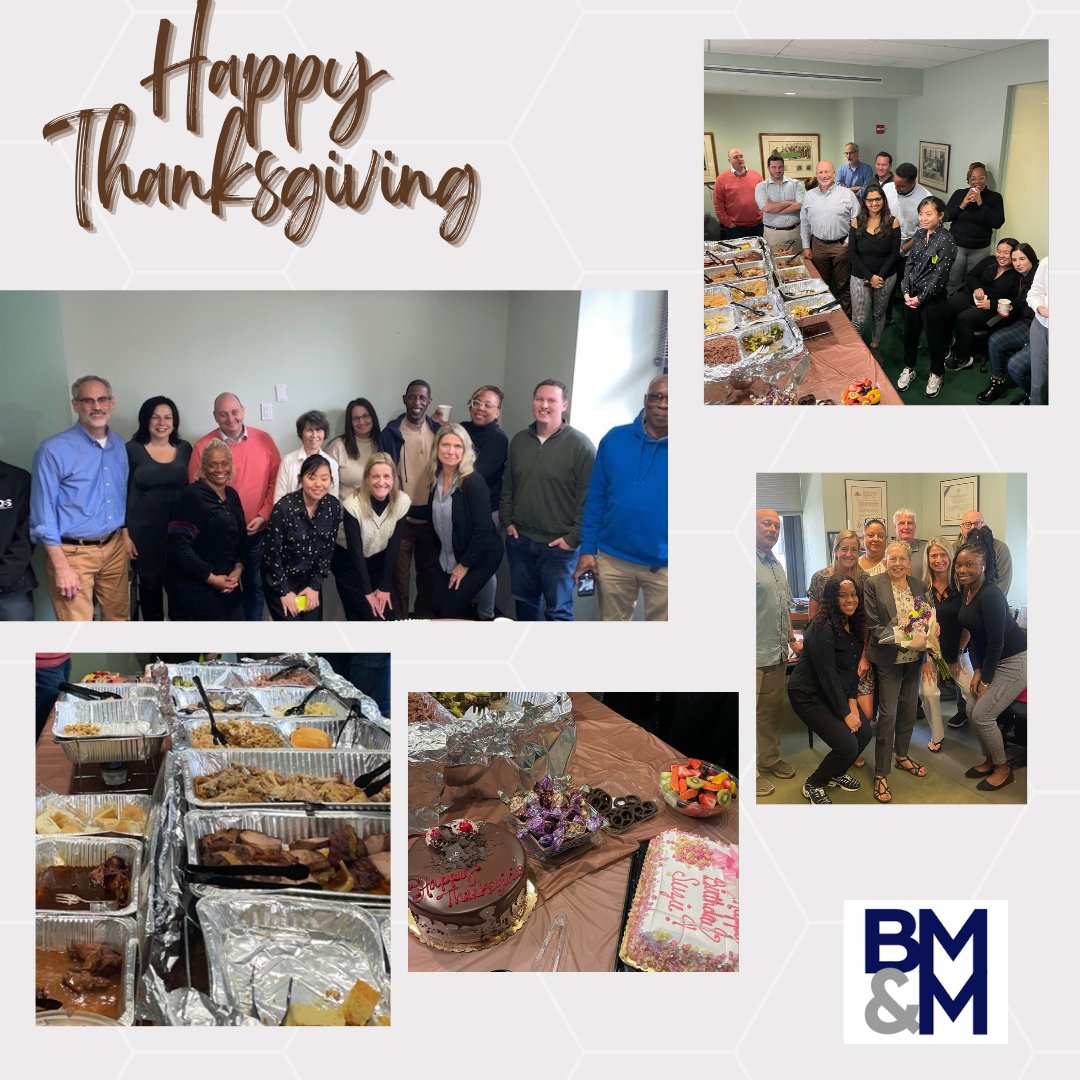 Bmm_Firm's tweet photo. BMM hosted the annual Thanksgiving potluck to kick off the holiday season.
Also, we wish our very own Suzanne Halbardier a very happy birthday.
Happy Thanksgiving to All!!!
#thanksgiving #workgiving #teambuilding #workculture #mctiernanlaw #barrymctiernan https://t.co/V7OUVDjApi
