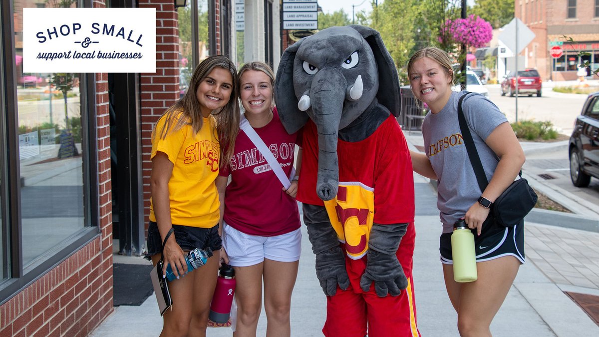 SimpsonCollege's tweet photo. Thinking about gifts? Think local! 
Your Indianola businesses support everything from little league to Simpson students. Let’s show our community some #ONESimpson love this holiday season! #ShopLocalGiveLocal https://t.co/WZoGwk2lS6