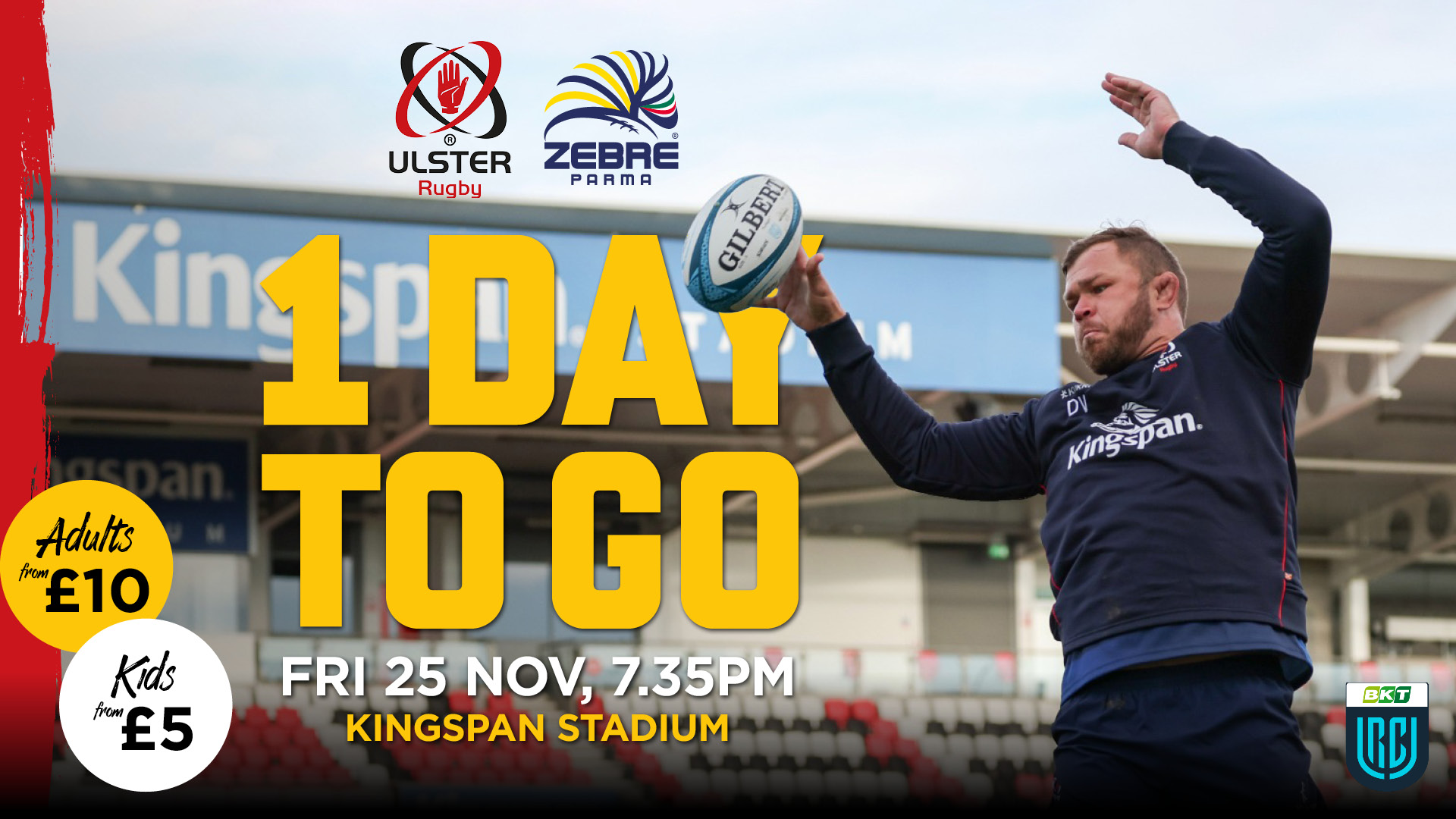 Ulster Rugby on Twitter "☝️ day to go! 🆚 Zebre ⏰ 735 pm 📍 Kingspan