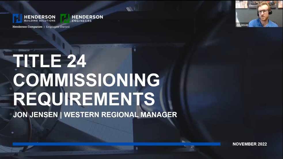 hendersonengs's tweet photo. In our 5th #Commissioning Conversations video we talk about #Title24 commissioning requirements aka CALGreen. Jon Jensen, our western regional commissioning manager, breaks #CALGreen's role in the commissioning process & how it may impact your building. https://t.co/U70OlSNjNH https://t.co/HgldlQj5VG