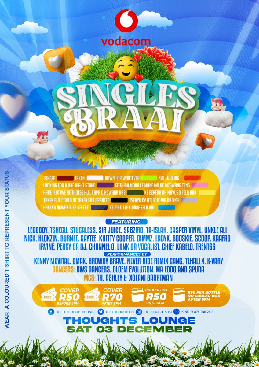 NononsensePule's tweet photo. Ladies and Gentlemen,I present to you Singles Braai at The Thoughts Lounge this December on the 3rd...I can’t wait to host you🥺please retweet and invite a friend kea kopa🙏🏽❤️ https://t.co/8gSKQ1xs42