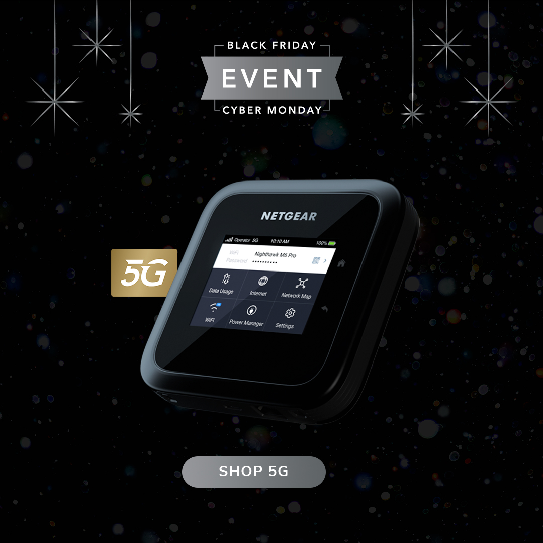 NETGEARgaming's tweet image. Give the gift of flawless 5G WiFi anytime, anywhere with the Nighthawk M6.  

Learn more: bddy.me/3EX0Msj

#BlackFriday #5G #WiFi6 #Hotspot #RemoteWork #MobileWiFi #LTE #qualcomm