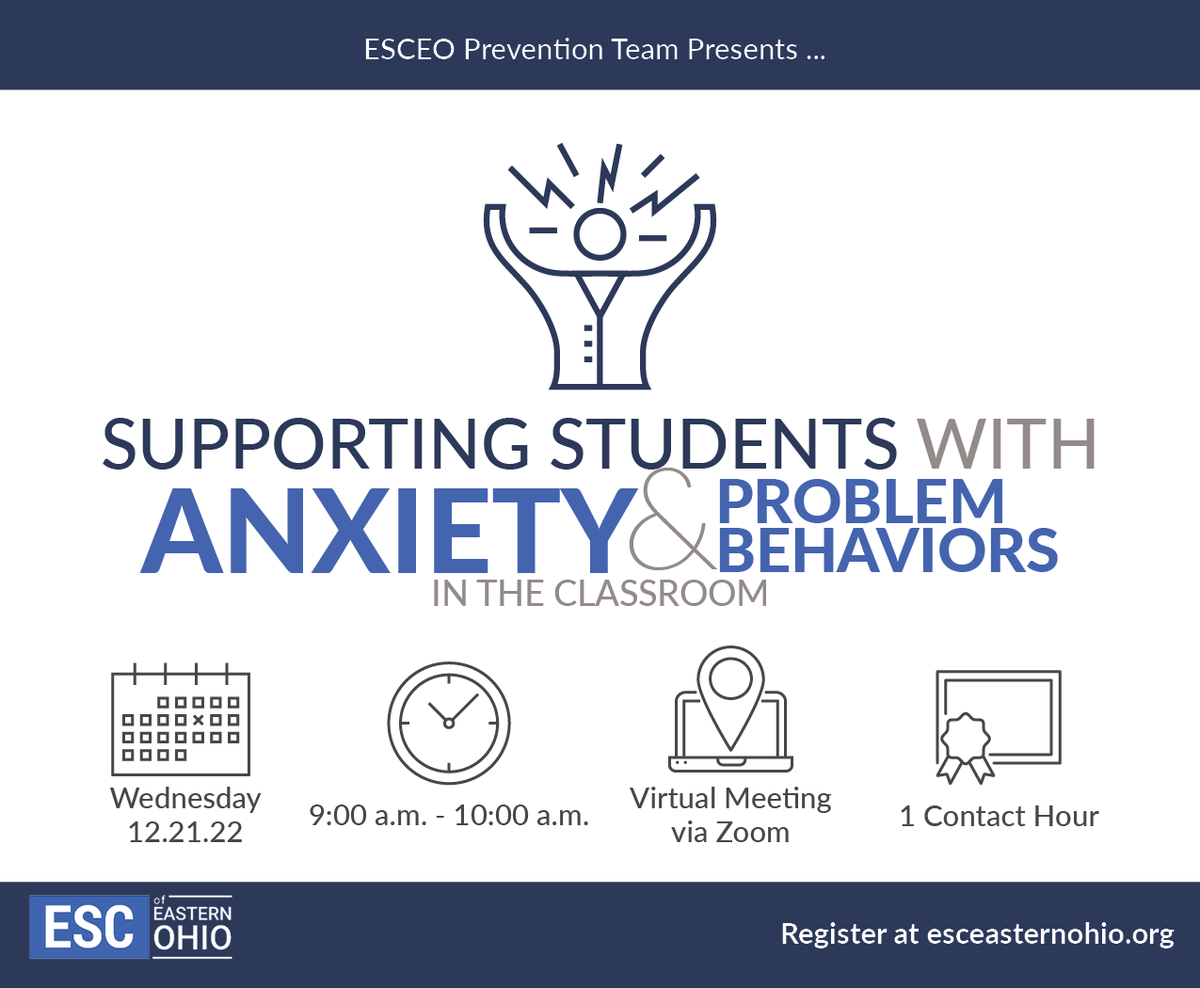 esceasternohio's tweet photo. Join us for an impactful PD session with a focus on supporting students with anxiety in the classroom on December 21!

Register for this session here:
https://t.co/PKJDB0Rx4L https://t.co/WXgOWMAlWy